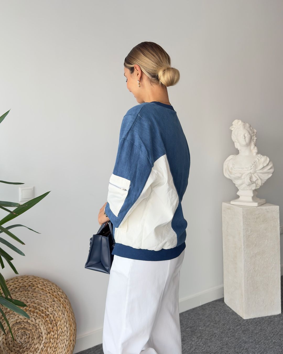 Jeans sweatshirt with waterproof details