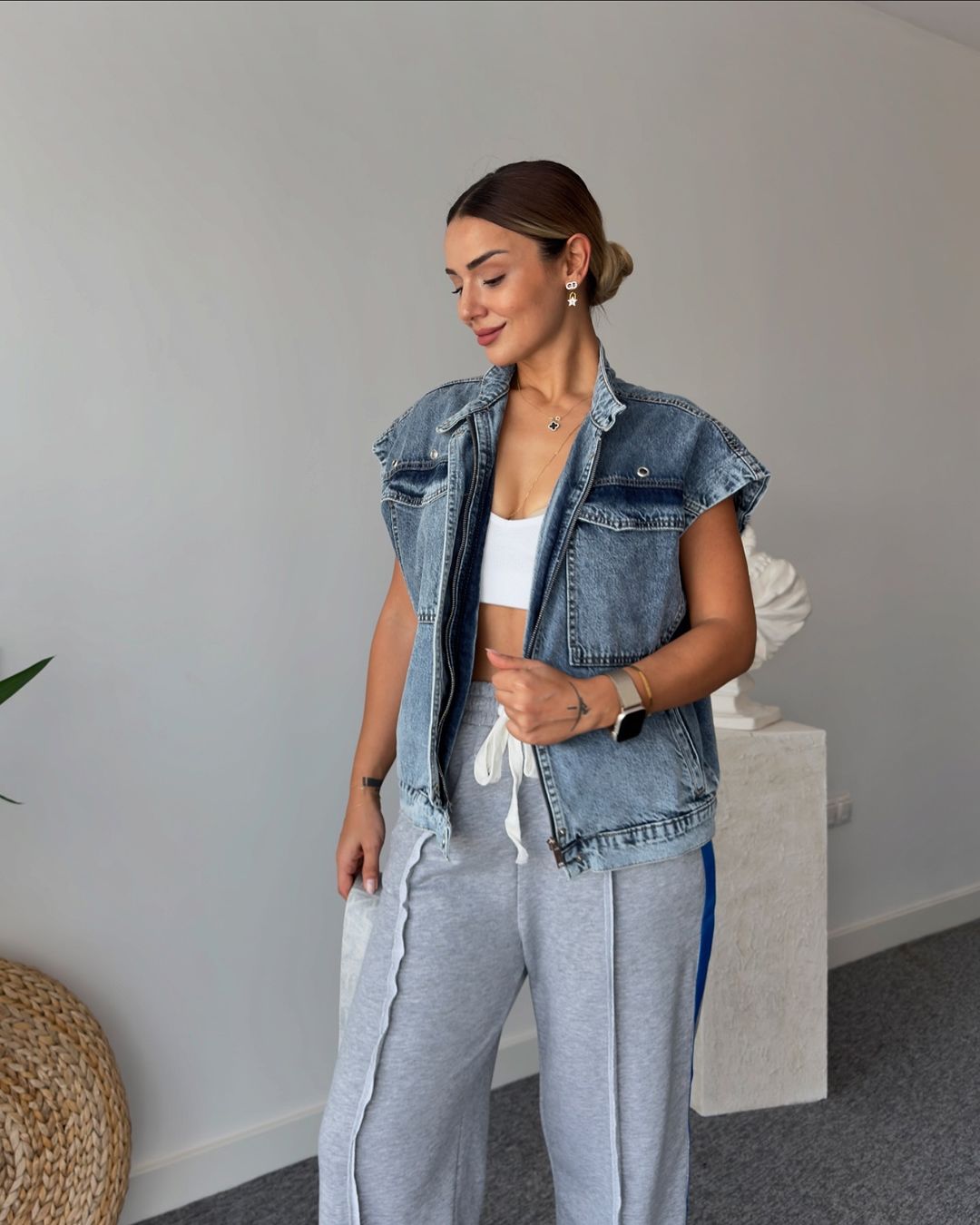 Oversize jeans vest