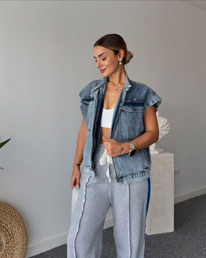 Oversize jeans vest