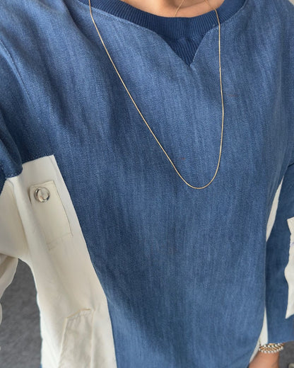 Jeans sweatshirt with waterproof details