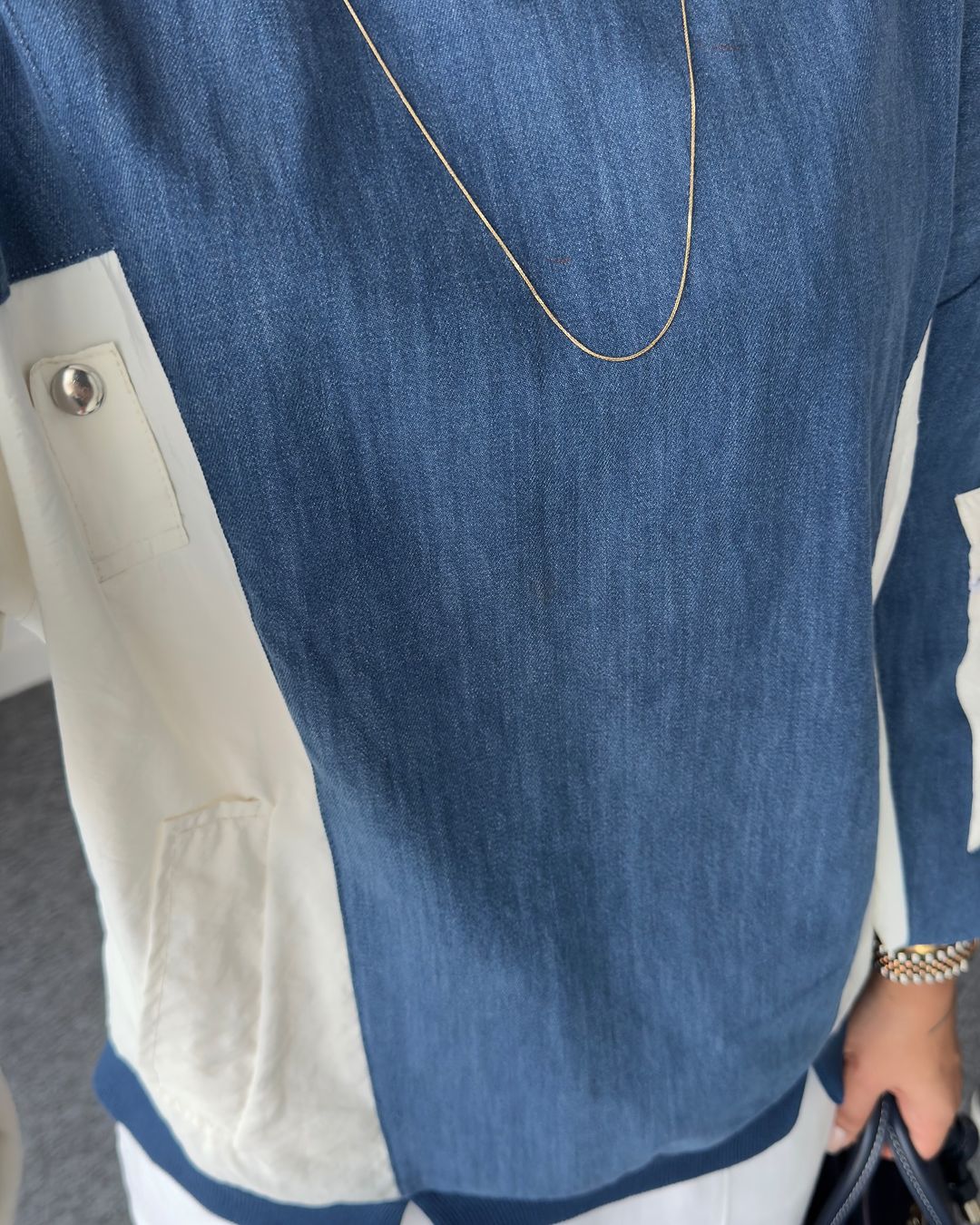 Jeans sweatshirt with waterproof details