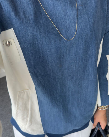 Jeans sweatshirt with waterproof details