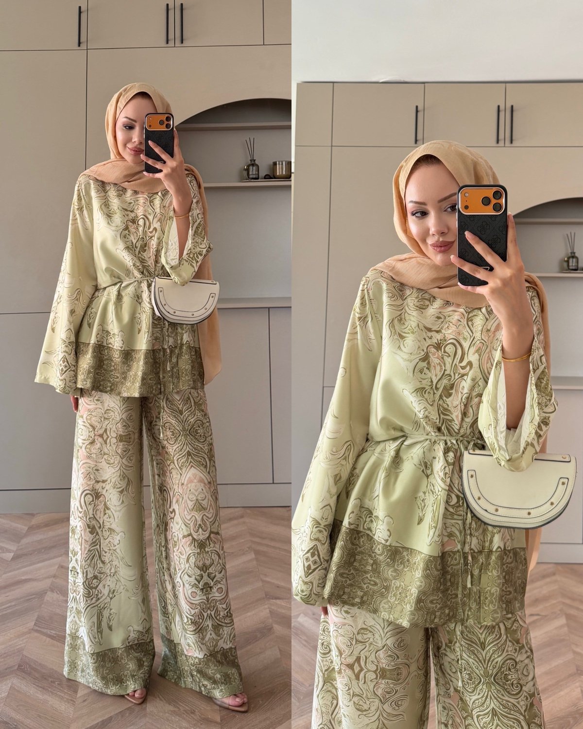 Printed satin set