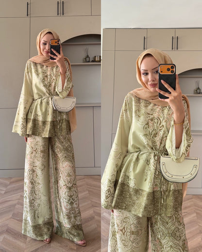 Printed satin set