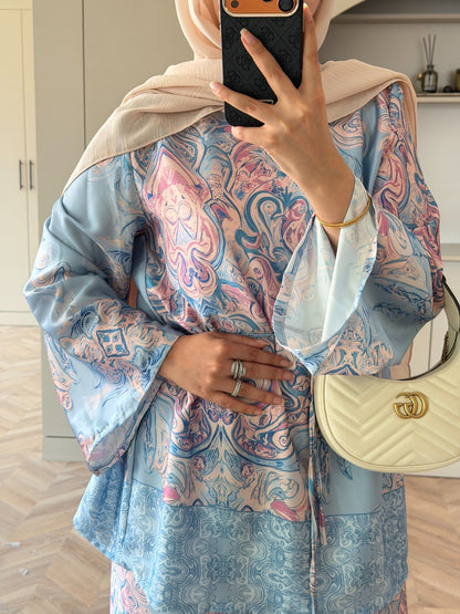 Printed satin set