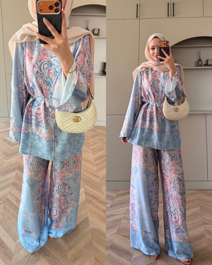 Printed satin set