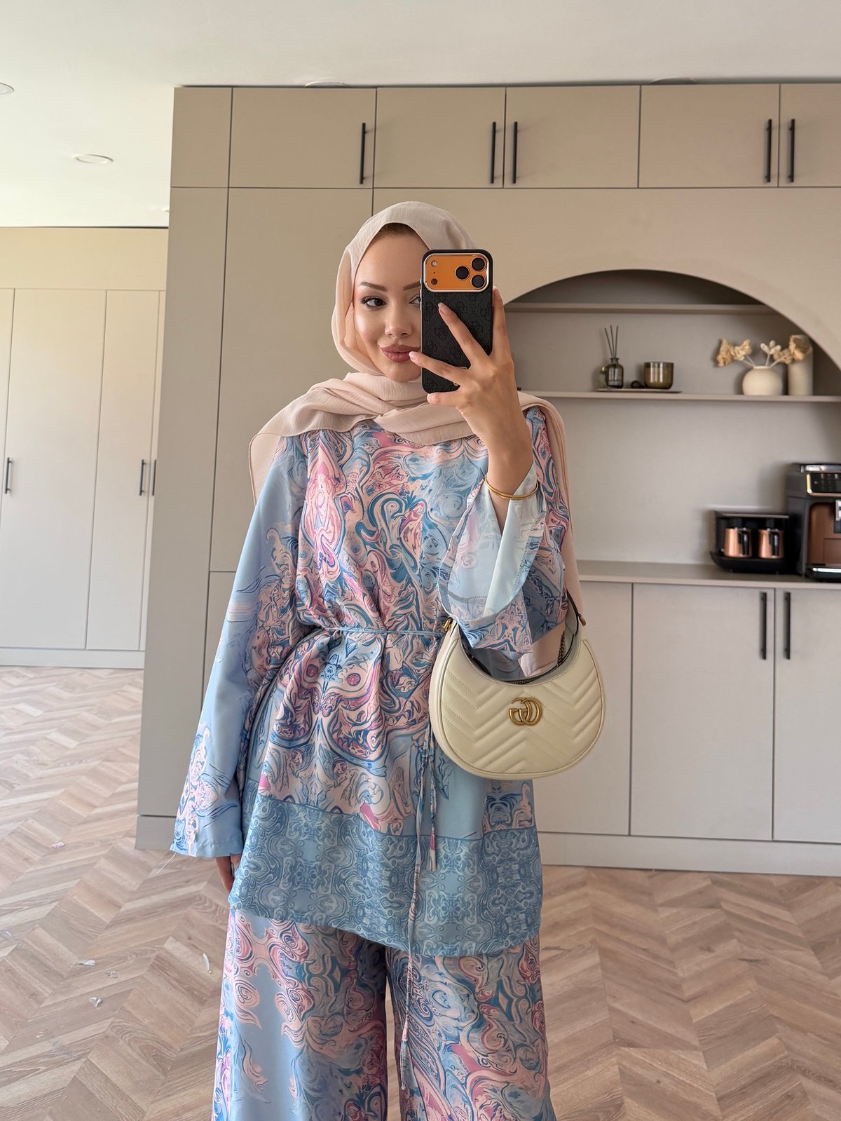 Printed satin set