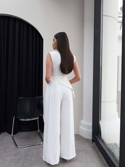Tulle Detail, Asymmetrical Cut, white Set