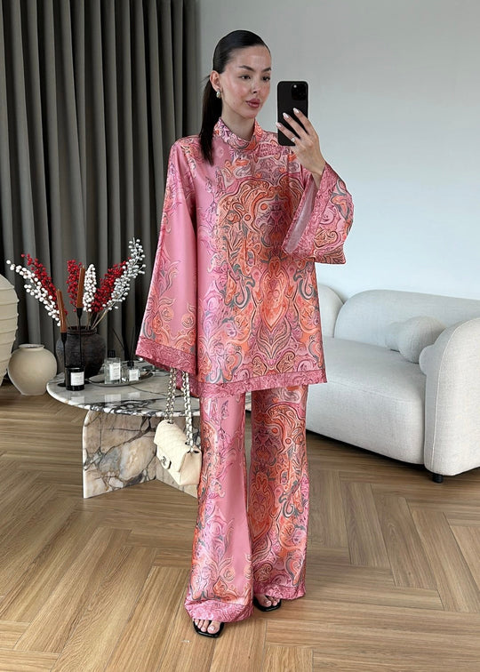 Blush Paisley Satin Co-Ord Set