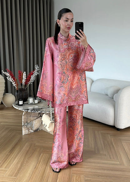 Blush Paisley Satin Co-Ord Set