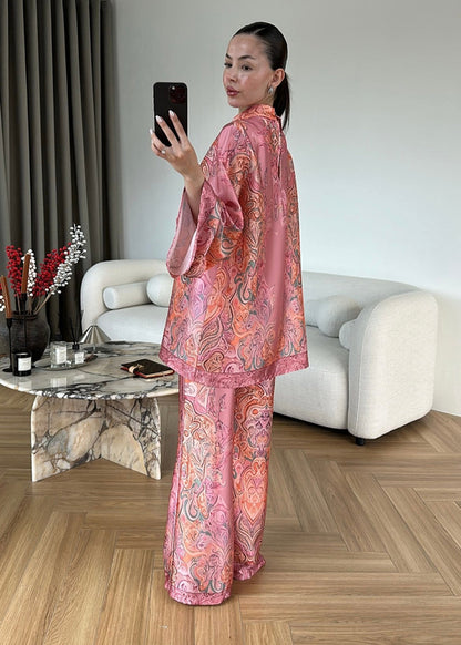 Blush Paisley Satin Co-Ord Set
