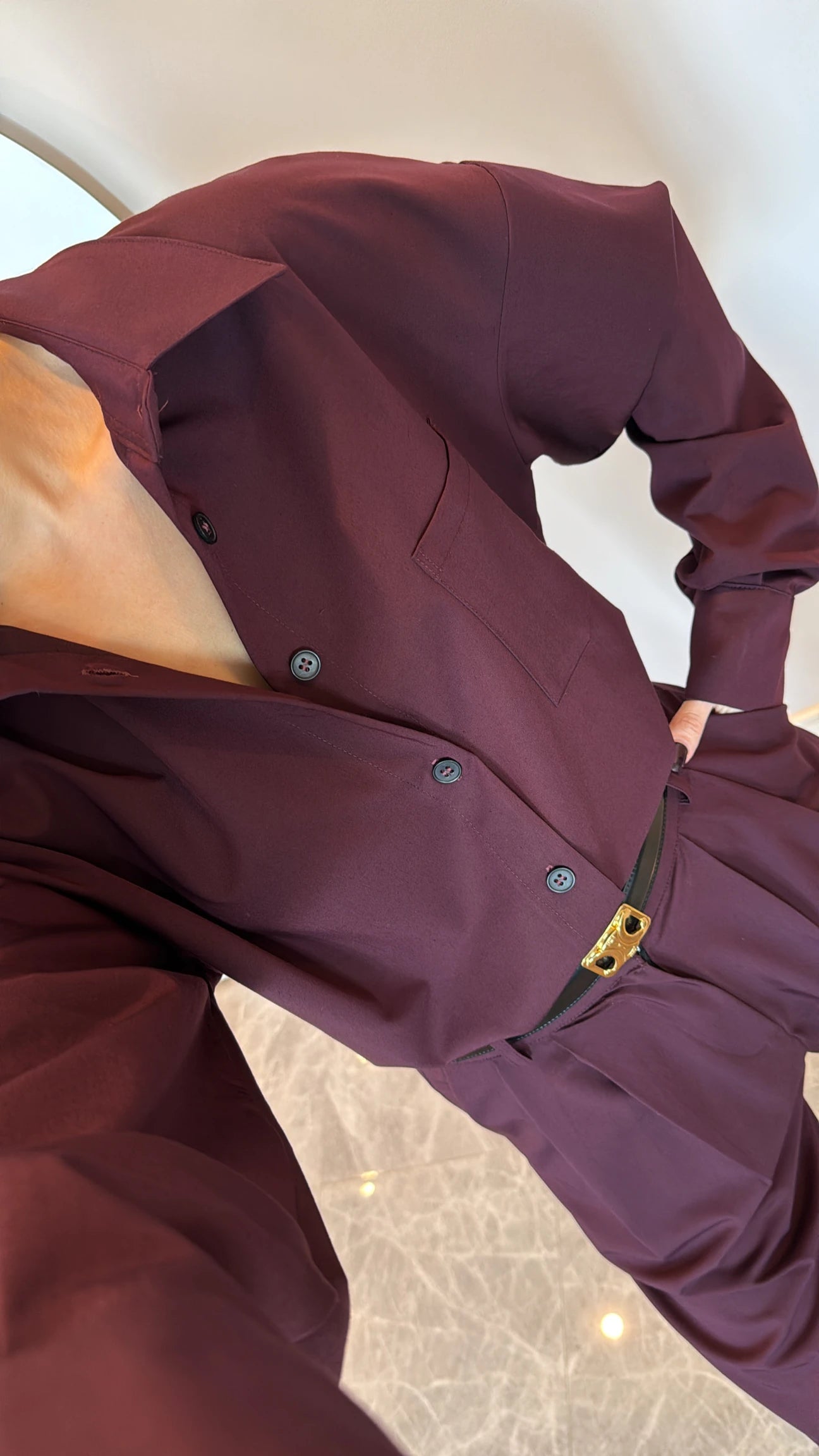 Poplin Oversize shirt with pleated wide leg trouser co-ord set