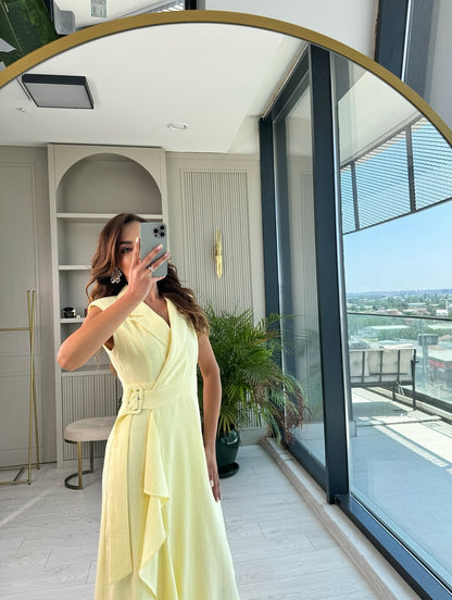 Linen belted dress