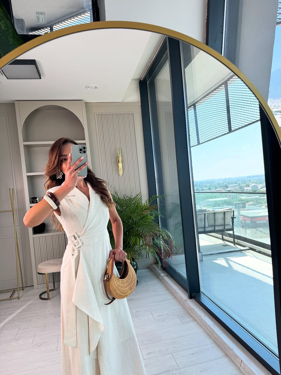 Linen belted dress
