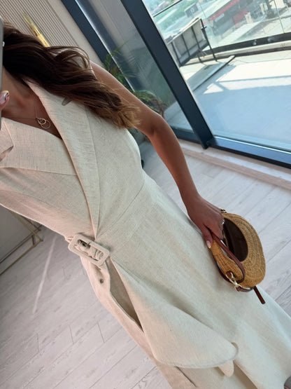 Linen belted dress