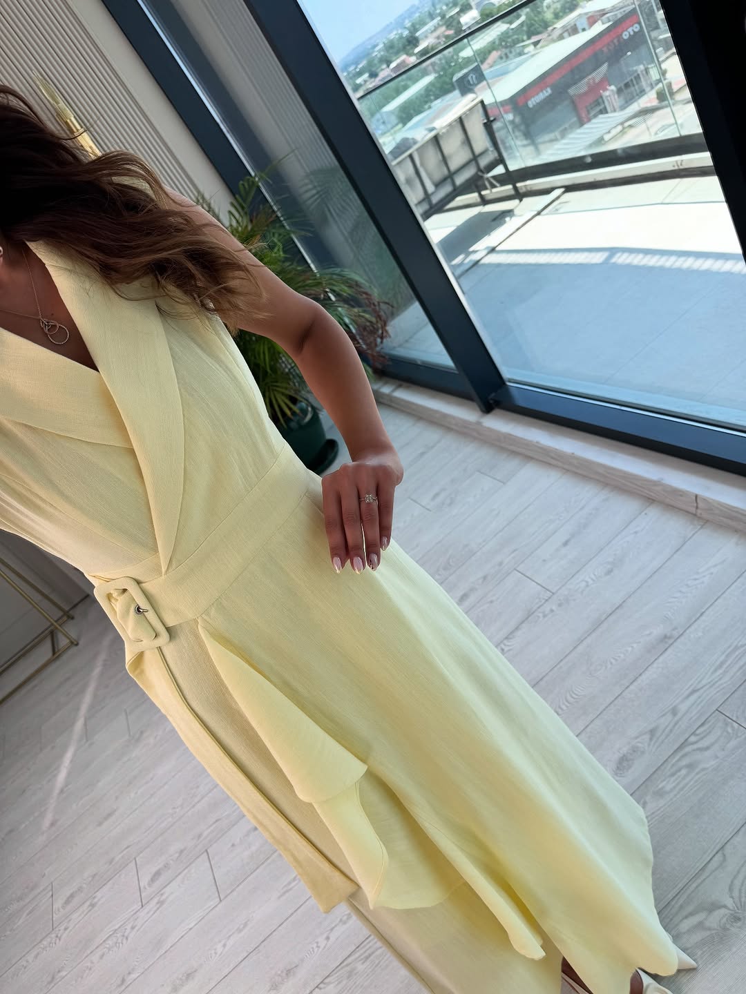 Linen belted dress