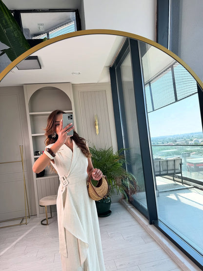 Linen belted dress