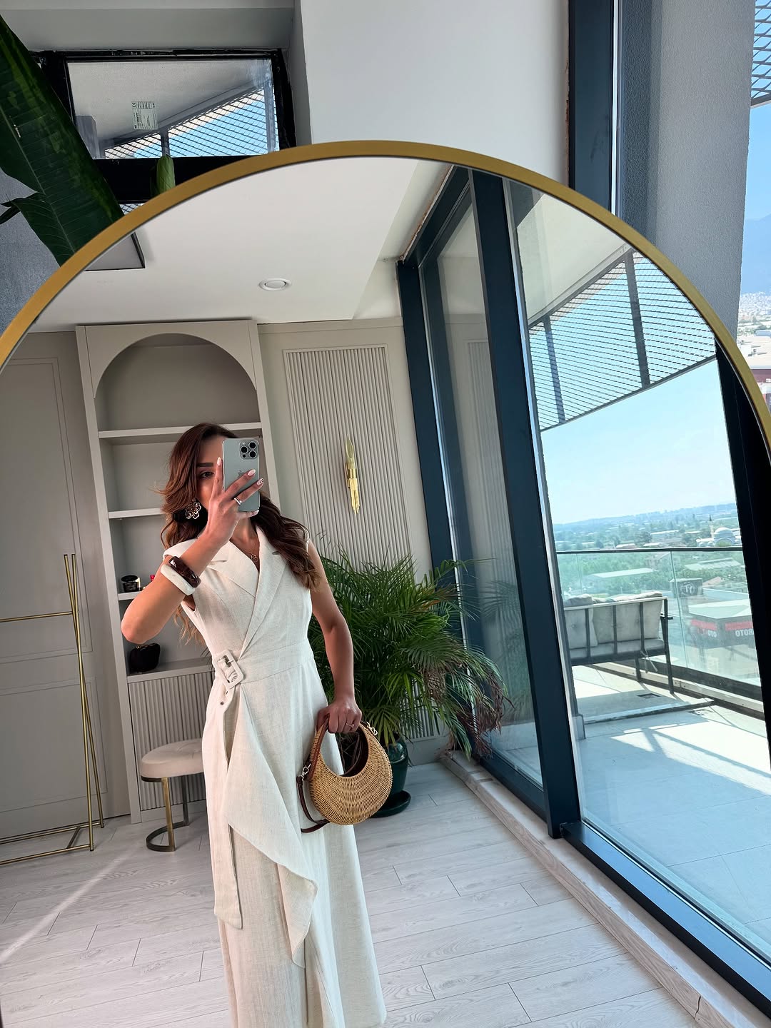 Linen belted dress