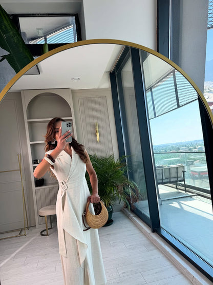 Linen belted dress