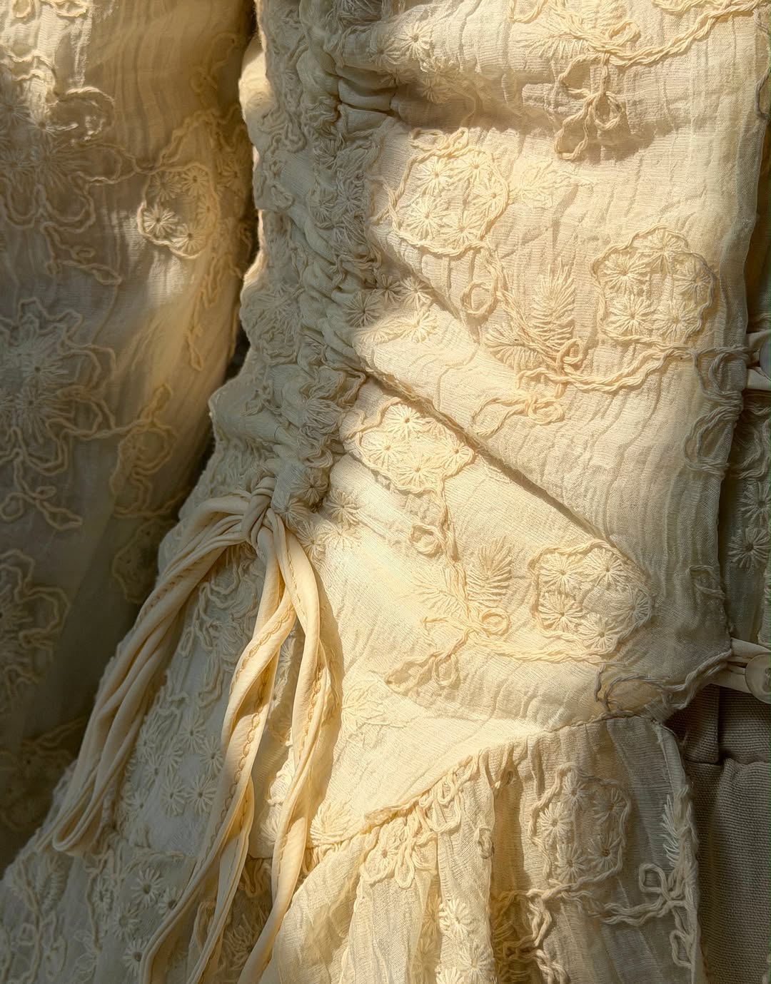 Dolce lace ruffled Shirt Beige