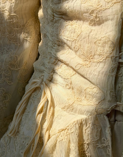 Dolce lace ruffled Shirt Beige