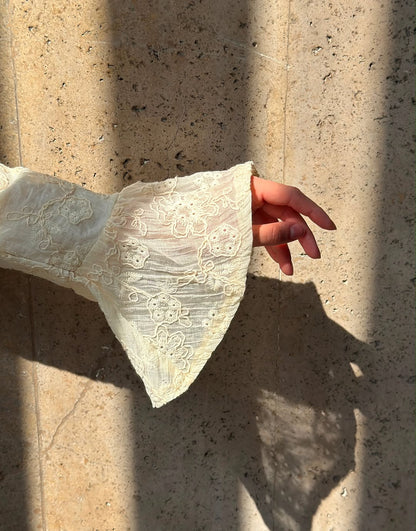 Dolce lace ruffled Shirt Beige