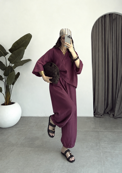 Oysho model linen co-ord set