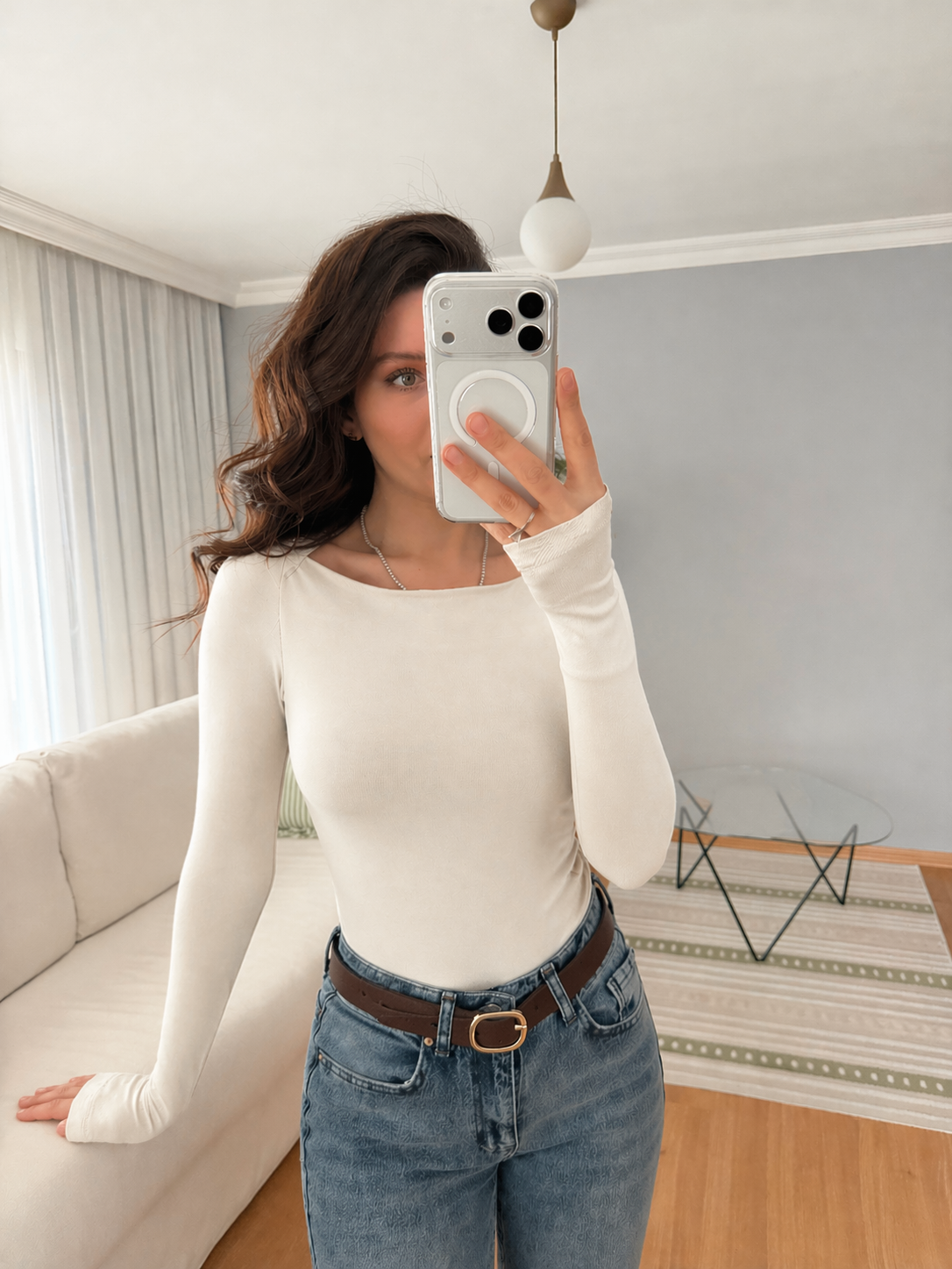 Boat Neck Black Cotton Blouse- off white
