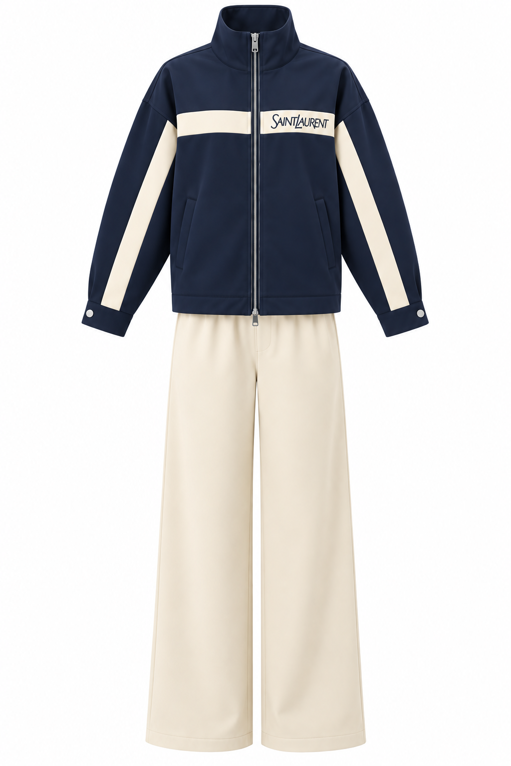 YSL parachute fabric tracksuit navy blue