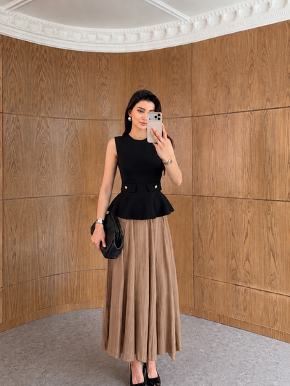Striped textured fabric hazel Long Skirt