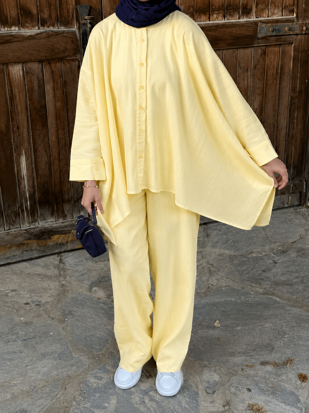Butter Yellow Oversized linen Co-Ord Set
