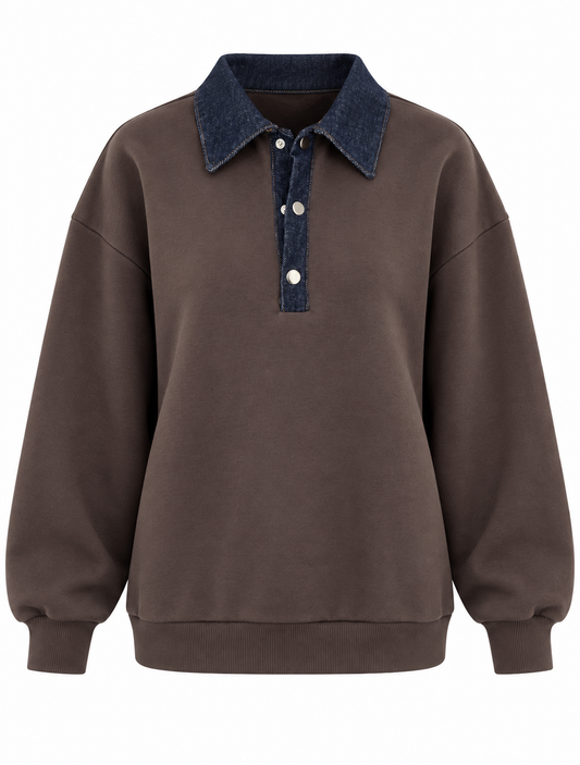 Premium quality sweatshirt with jeans details