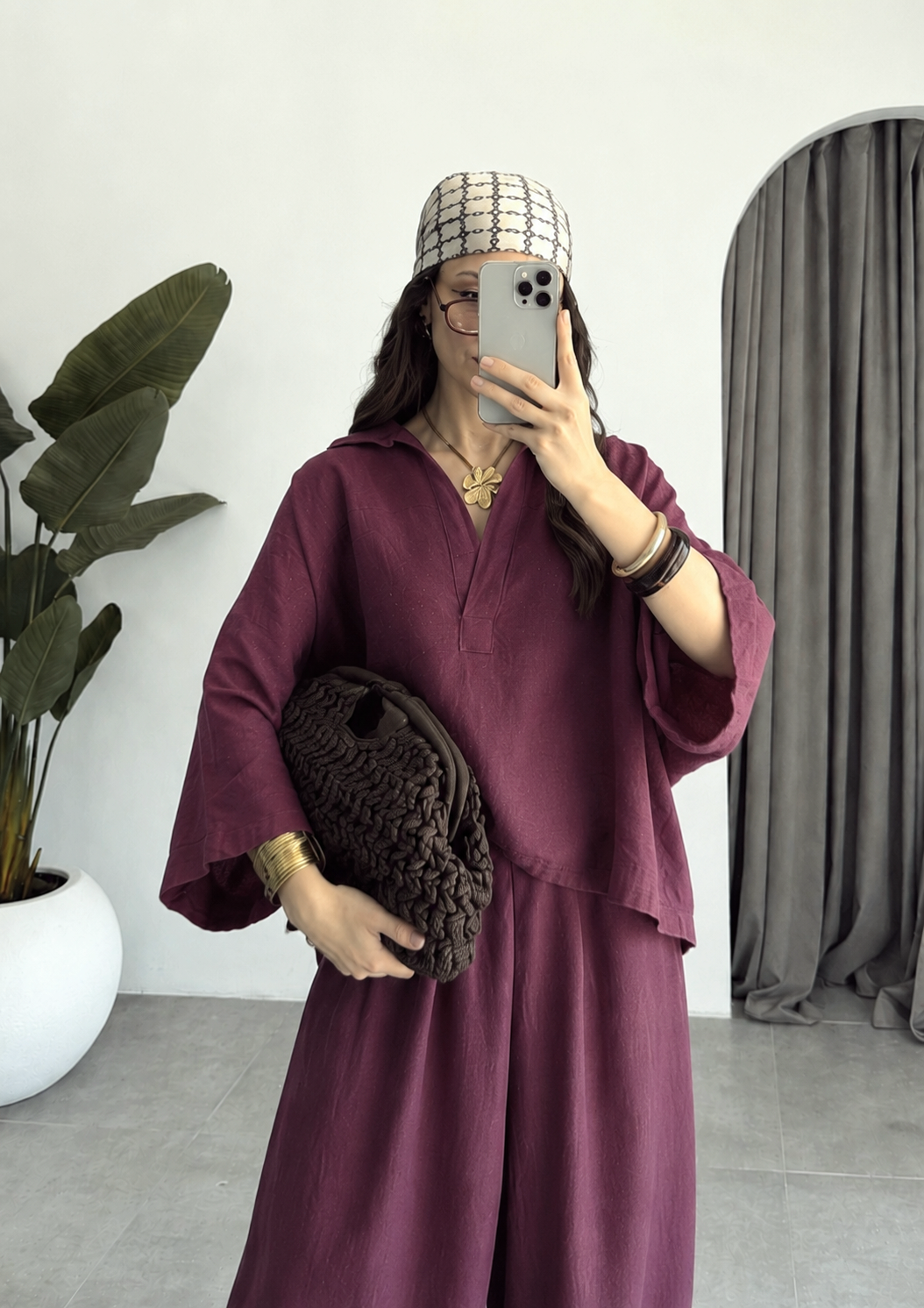 Oysho model linen co-ord set