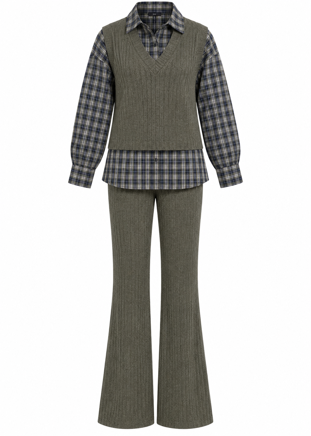 Shirt Detailed Knitted Trouser Set