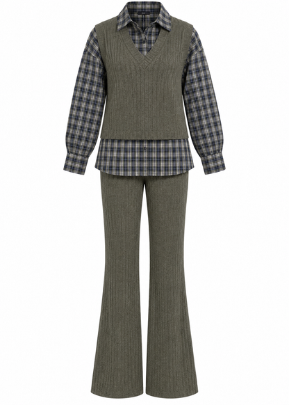 Shirt Detailed Knitted Trouser Set