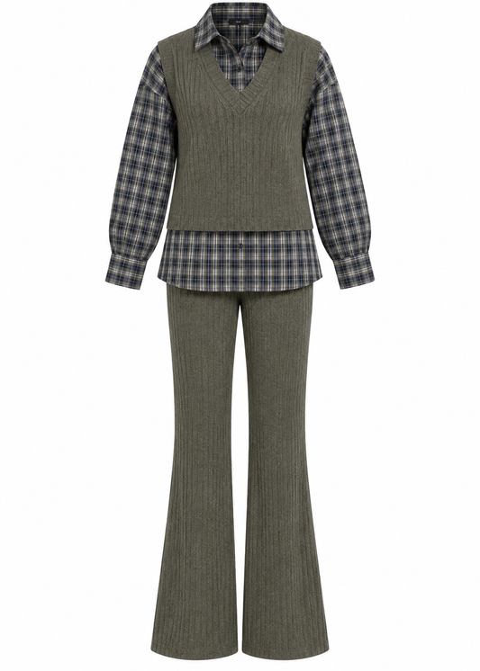Shirt Detailed Knitted Trouser Set
