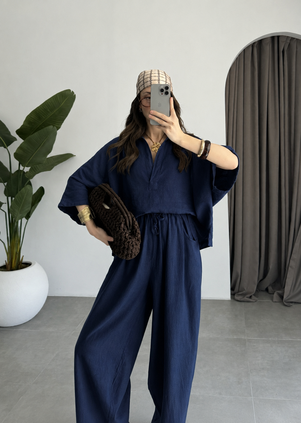 Oysho model linen co-ord set