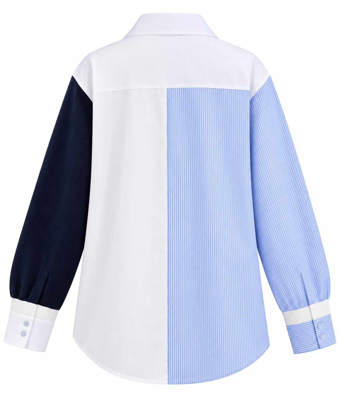 Knitted Detail Shirt  - navy blue
