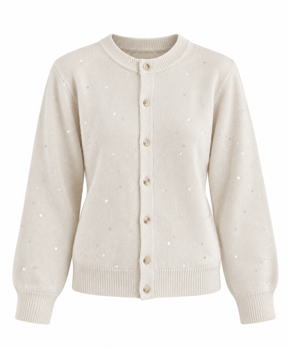 Wool cardigan with glitter pieces
