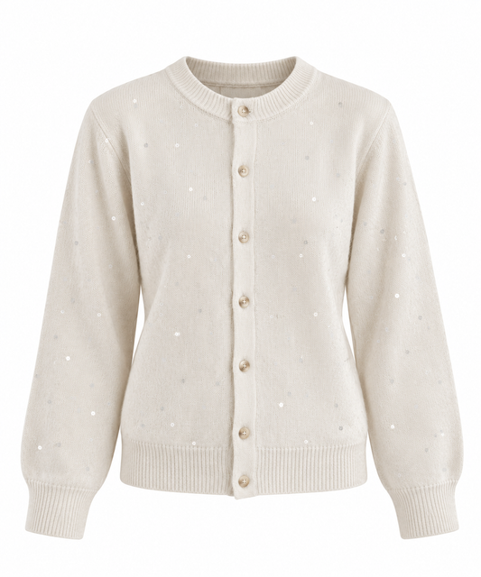 Wool cardigan with glitter pieces