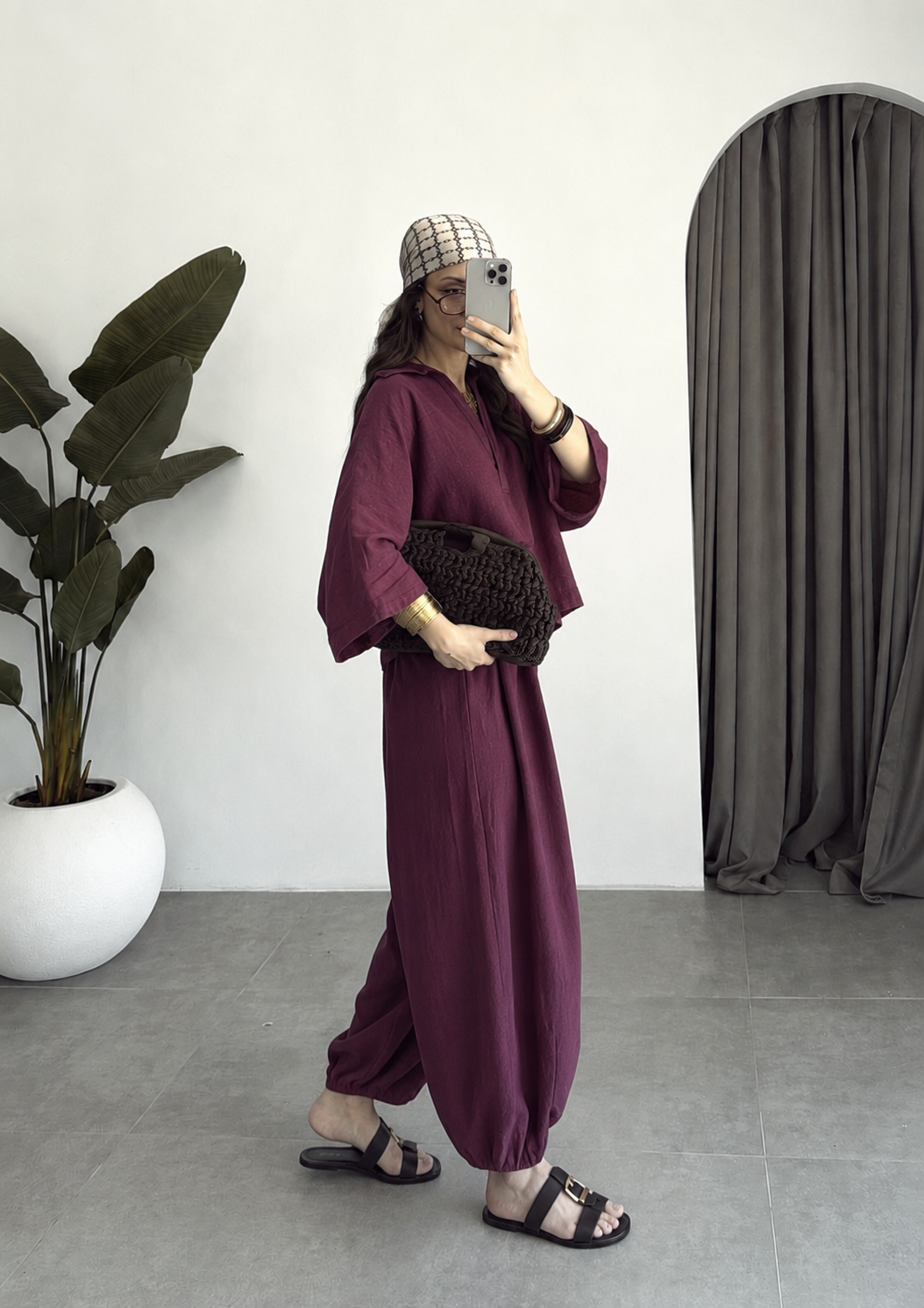 Oysho model linen co-ord set