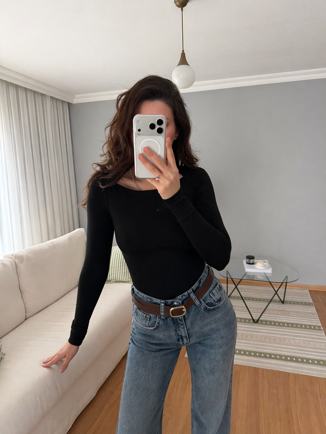 Boat Neck Black Cotton Blouse - black