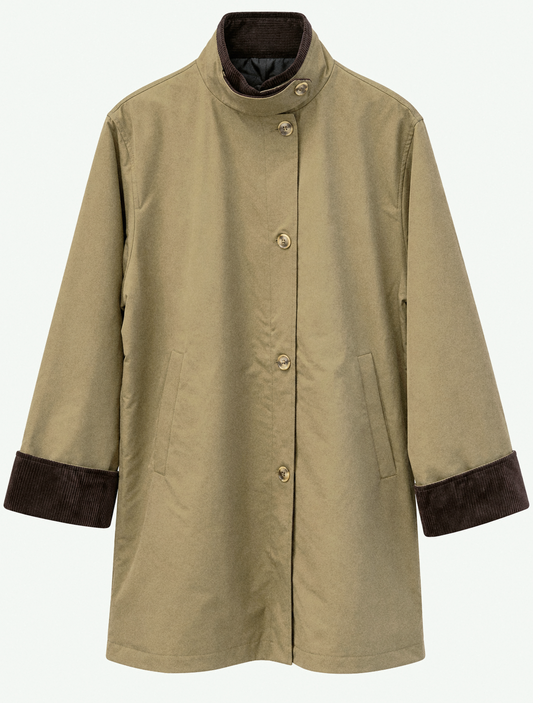 Gabardine jacket Contrasting corduroy collar and sleeve cuffs - light khaki