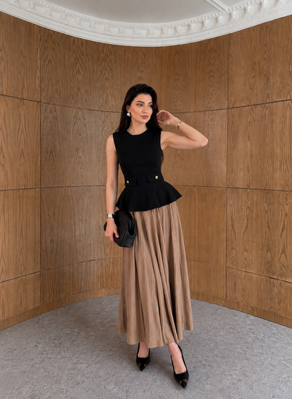 Striped textured fabric hazel Long Skirt