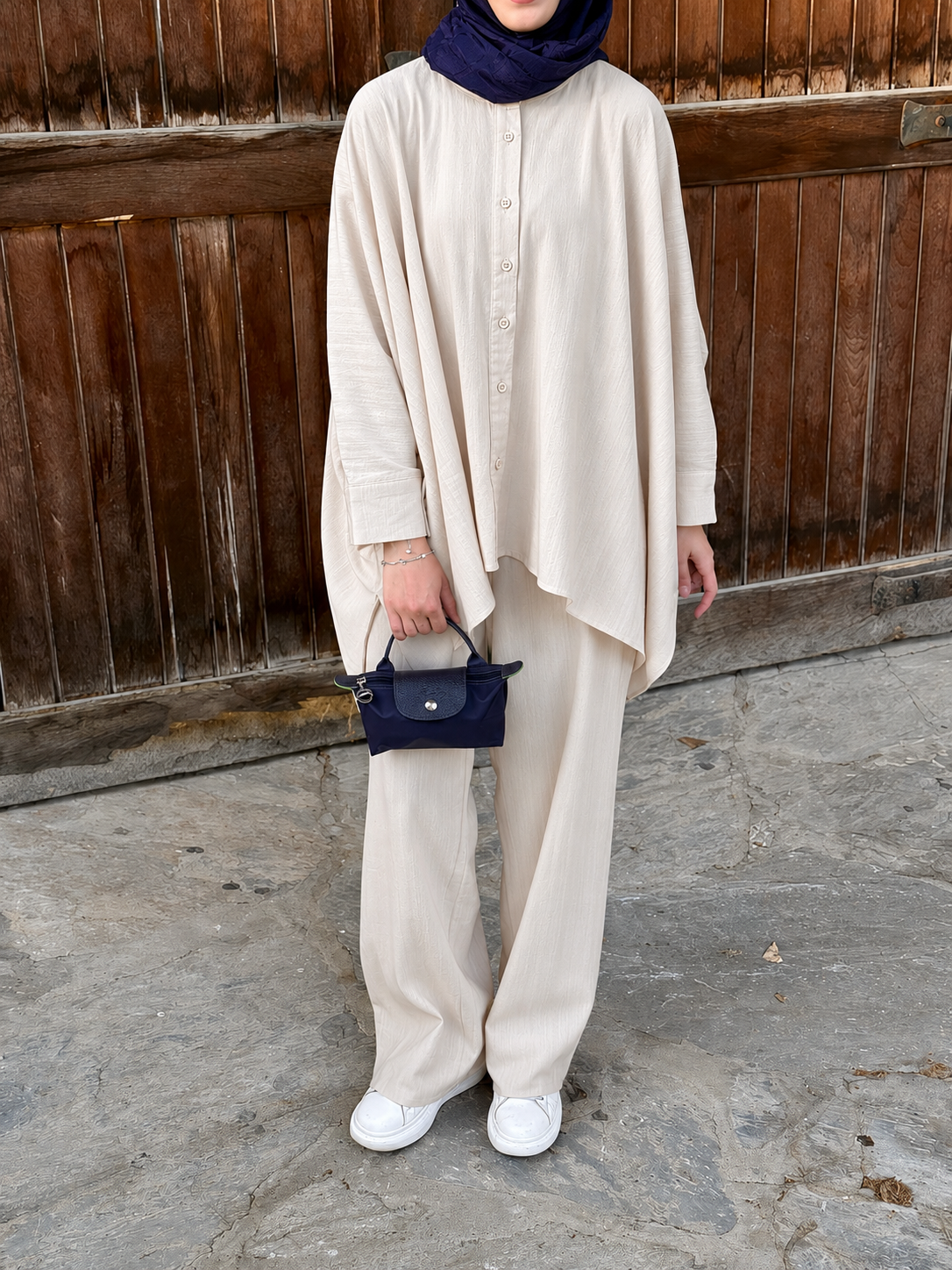 Beige Oversized Co-Ord linen Set