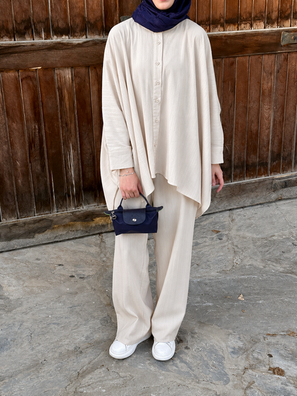 Beige Oversized Co-Ord linen Set
