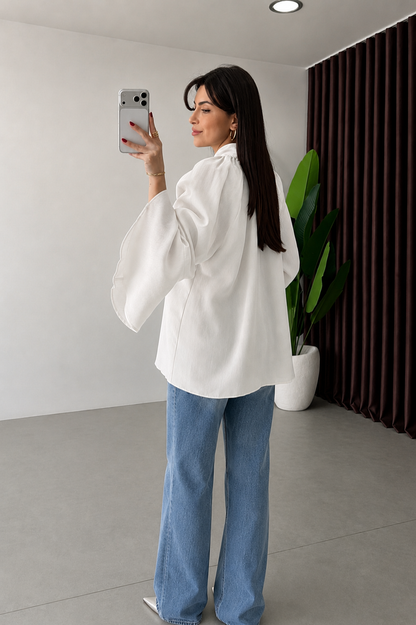 Bow-Neck Bell Sleeve Blouse