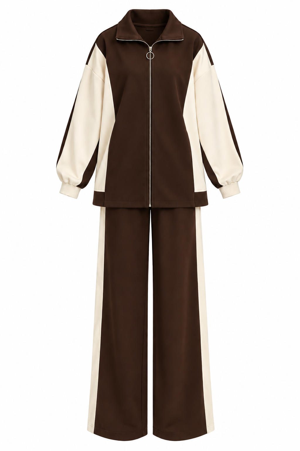 Contrast Oysho fabric tracksuit- brown