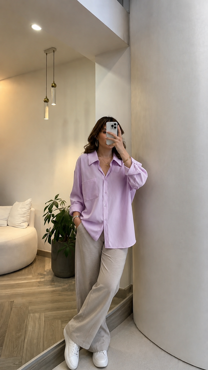 Modal fabric oversized shirt- light purple