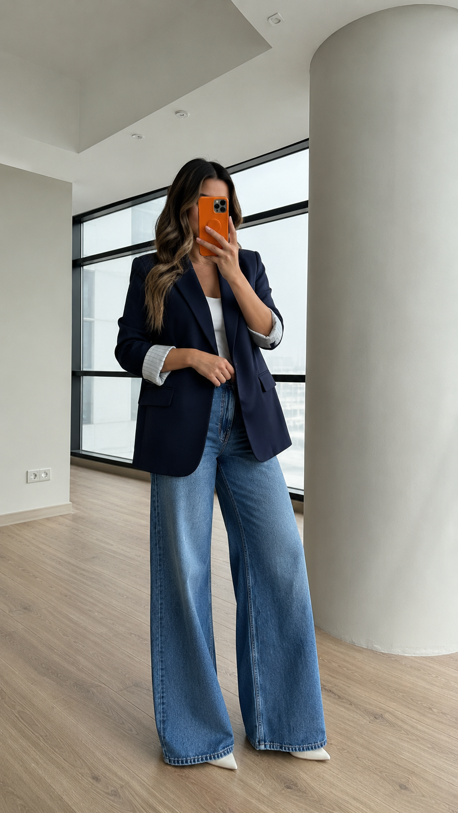 oversized linen blazer with striped lining - navy blue